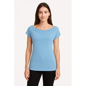 San Francisco City Lights Soft Drape Neck Tee T-Shirt Light Blue Size Large NEW